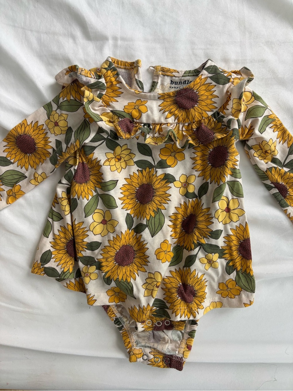 Bundles Baby Place Sunflower Ruffle Bodysuit - Yellow Green